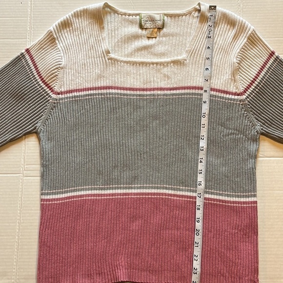 Capistrano essentials-22/24-white/pink/gray short sleeve ribbed pullover sweater - Picture 7 of 8